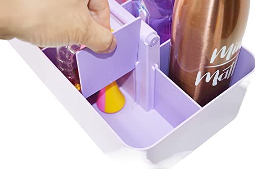 -Large Portable Caddy, DIY Dividers, 8 Compartments, School Office Supplies Home Business Basket with Handle Storage Modern Made in USA (3 PACK, Lavender) - color: Lavender, size: 3 PACK
