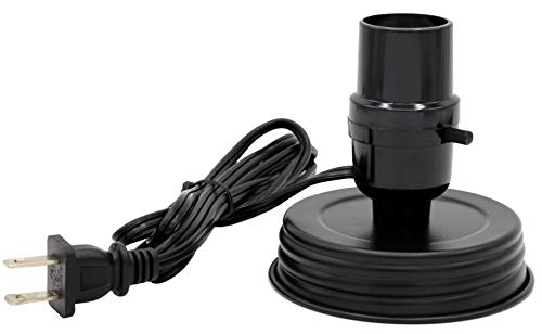 Creative Hobbies DIY Mason Jar Lamp Making Kit - Black Color Lid & Socket Great for Lamp Conversion, Fits Wide Mouth Canning, Fruit, Mason Jars, Pre-Wired and Easy to Use