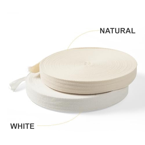 Cotton Twill Tape Ribbon 1/2 Inch Wide Tape Herringbone Webbing Roll Bias Binding Tapes for Sewing and DIY Crafts, Natural (Beige, 85 Yards) - color: Beige, size: 1/2 Inch, 85 Yards