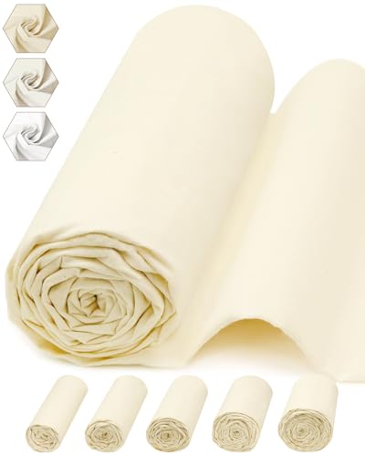 FIVEIZERO 100% Cotton Muslin Fabric by The Yard,63inch x 3 Yards Unbleached Natural Cotton Material–Medium Weight Beige Calico Fabric for Sewing,Quilting,Embroidery,Crafts & Apparel Projects - color: Natural Unbleached, size: 3 yards pre cut