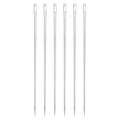 uxcell 6 Pcs Large Eye Sewing Needles, 5.87 Inch 3mm Steel Embroidery Thread Needle Sewing Big Eye Needle Knitting Needles for Hand Sewing Art Crafts, Silver - size: 149mm, 3mm
