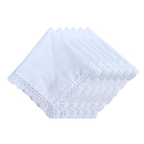 6 Pack of Ladies Embroidery Cotton Handkerchiefs Lace Wedding Hankies - color: B01-8853