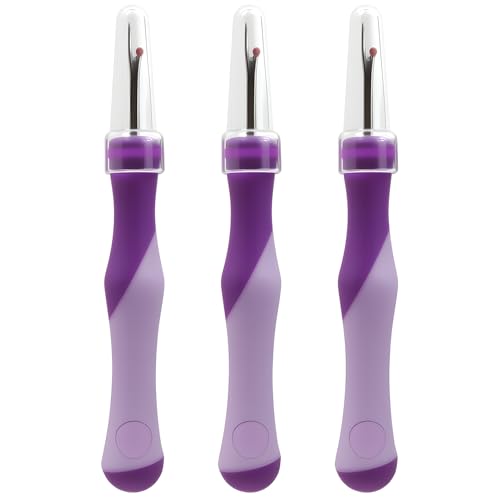 RJLCTH 3 Pcs Seam Rippers for Sewing, Purple Rubber Grip - color: Purple
