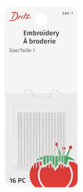 Dritz 56E-7 Embroidery Hand Needles, Size 7 (16-Count) - size: Size 7