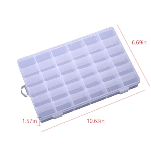 2pcs Plastic Organizer Container Box with Adjustable Dividers, 36 Grids Clear Plastic Parts Organizer Box Compartment Container for Bead, Nail, Jewelry, Art, DIY Crafts, Fishing Tackle, Small Items.