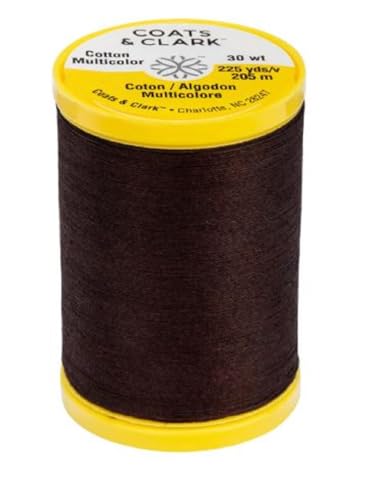 Coats & Clark Cotton All Purpose Sewing Thread 100% Mercerized Cotton 225 Yards Each Spool S970 2 Pack Bundle with 3 Bella's Crafts Needle Threaders (Chona Brown) - color: Chona Brown
