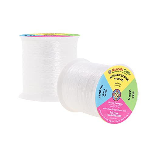 Mandala Crafts Metallic White Embroidery Floss for Sewing, 218 Yard Spool - color: White, size: 200M 218 Yards