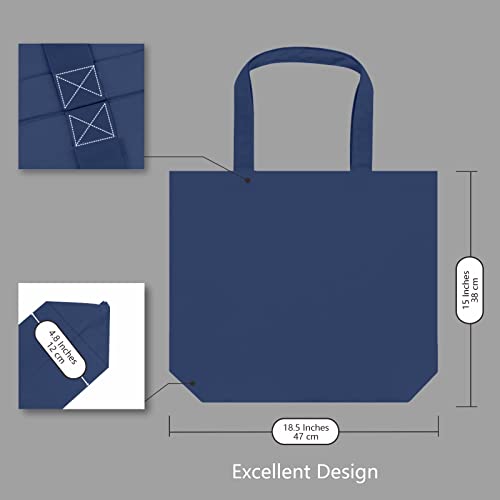 TOPDesign 1-Pack Super Strong Large 12oz Cotton Canvas Tote Bag, Reusable Grocery Shopping Cloth Bag, Fashionable Two-Tone Tote for Crafts, DIY Your Creative Designs - color: Blue