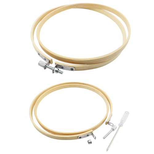 Lamvbls 3 Pcs Embroidery Hoops Set, Round Wood Bamboo Adjustable Circle Cross Stitch Hoop Ring, Wooden Embroidery Frames for Art Craft Sewing – 3/4/5 Inch - size: 3, 4, 5 inch