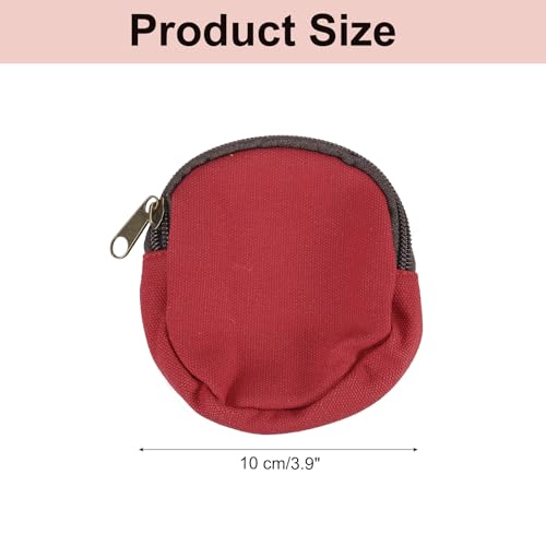 uxcell Mini Canvas Coin Purse Pouch, 3.9" Blank Round Mini Coin Wallet Small Change Purses Portable Organizer Bags with Zipper for Women Men Home DIY, Red - color: Red