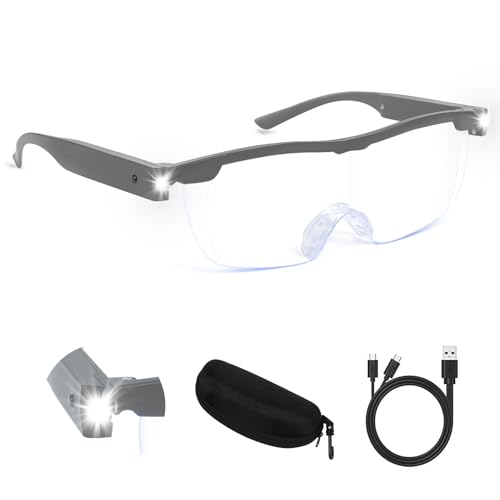 Magnifying Glasses with Light, 200% Magnification, USB Rechargeable - color: Gray