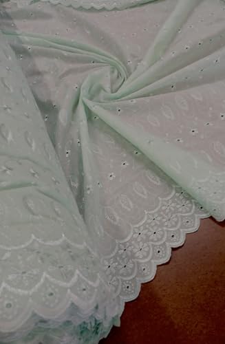 Sedona Designz 41" Wide Poly Cotton Broadcloth All Over Embroidery Eyelet Fabric by The Yard – 65% Polyester, 35% Cotton, Soft Touch - color: Sea Green, size: 1 Yard