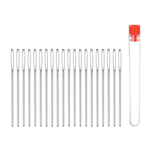 HARFINGTON 20pcs Large Eye Blunt Sewing Needles 2mm Dia Darning Needles Stainless Steel Tapestry Needles Yarn Knitting Needles with Storage Tube for Crocheting, Leather Working, 2.76Inch - color: Silver Tone, size: 2.0x70mm