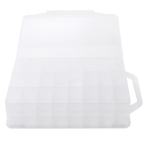 2 PCS 46 Grids Sewing Organizer, Double Sided Thread Box Storage,Small Clear Compartment Plastic Organizer Box for Embroidery Floss Sewing Threads Needles Beads Small Crafts