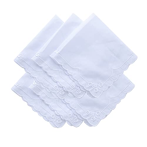 6 Pack of Ladies Embroidery Cotton Handkerchiefs Lace Wedding Hankies - color: E2 New