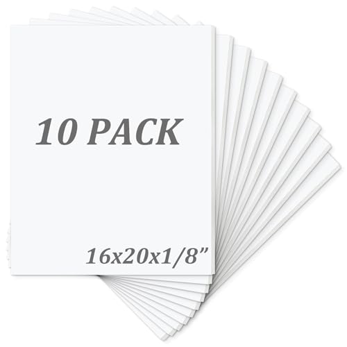 Mat Board Center Pack of 10 Acid-Free Foam Board White 16x20 in 1/8" Thick - color: White, size: 16x20