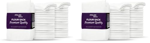 Avalon Kitchen Flour Sack Towels – 60 Pack, 28x28 Inch, 100% Cotton – Flour Sack Dish Towels for Drying Dishes, Baking, Bread Proofing, Crafting & Embroidery – Reusable White Kitchen Towel - color: White, size: 60 Pack - 28x28 inches