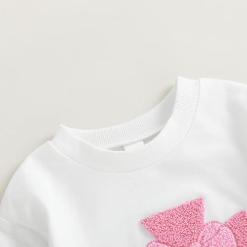 Newborn Baby Girl Clothes Cross Bow Embroidery Bubble Romper Pullover Sweatshirt Fall Winter Outfits 0-18M - color: White, size: 12-18 Months