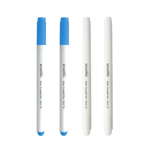 KEARING 4PCS Water Erasable Fabric Marker Set - Blue & White Sewing Pens - size: Water-Erasable Set(Blue+White)