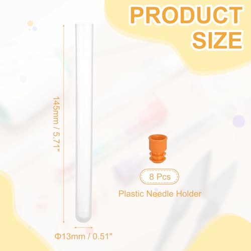 PATIKIL 5.7" Length Plastic Sewing Needle Storage Holder, 8 Pcs Portable Embroidery Needle Matte Pin Toothpick Storage Tubes Case for Craft Knitting, Orange - color: Orange