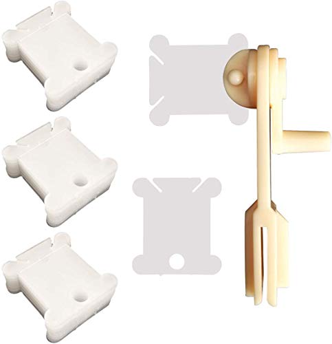 200 Pieces Plastic Floss Bobbins with Bobbin Winder for Cross Stitch Cotton Thread Craft DIY Sewing Storage, White - color: 200 Bobbins & 1 Winder