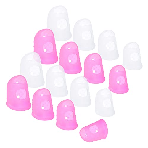 Wisdompro 16 Pcs Finger Tips, Thimble Fingertip Grips - Pink, Translucent - color: Pink & Translucent