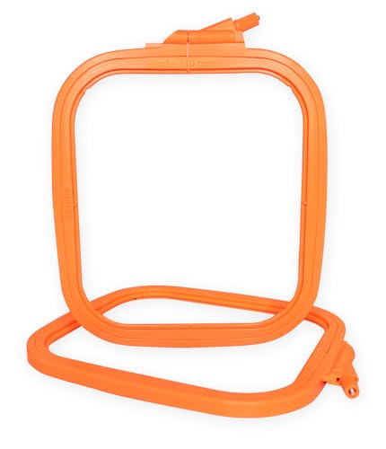 Nurge Square Embroidery Hoop - Plastic Cross Stitch Frame for Needlepoint & Embroidery - Adjustable Craft Hoop - Orange - No:1 (X Small) - color: Orange, size: No:1 (X Small)