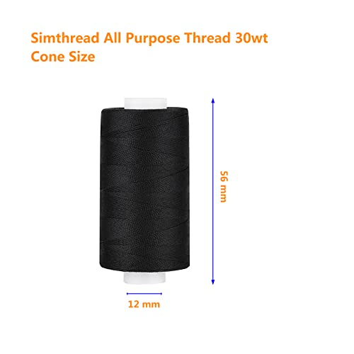 Simthread All Purpose Thread Polyester 400 Yards (2 Black) - color: 2 Black
