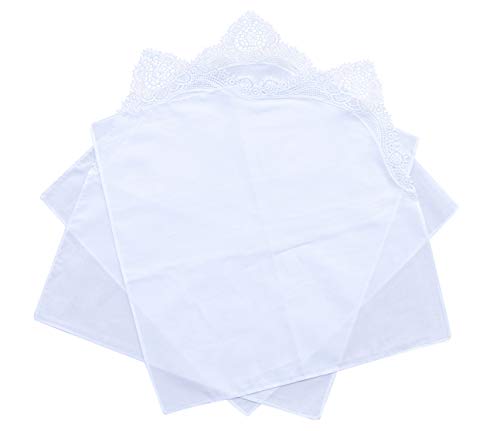 6 Pack of Ladies Embroidery Cotton Handkerchiefs Lace Wedding Hankies - color: Zw-l01 Aixin
