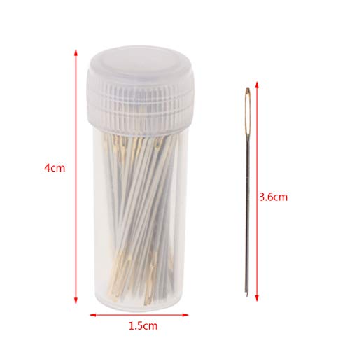 Kamonda 100 Pieces Tail Embroidery Fabric Cross Stitch Needles Craft Tools Size 26 for 14CT Cross Stitch Needle Gold