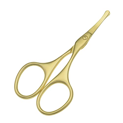 Multicolor Professional Grooming Scissors for Facial Hair Removal - color: Curved Safety Head Gold