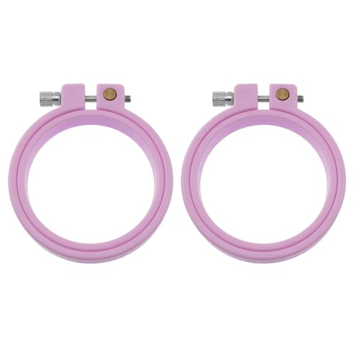 yyangz 2PCS DIY Mini Embroidery Hoops Plastic Embroidery Tension Hoops Sewing Tension Rings Adjustable Coil Design for Cross Stitch DIY Tool Accessories
