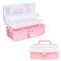 10Inch Tackle Box Organizer and Storage,Three-Layer Sewing Box With 2 Trays - color: PINK