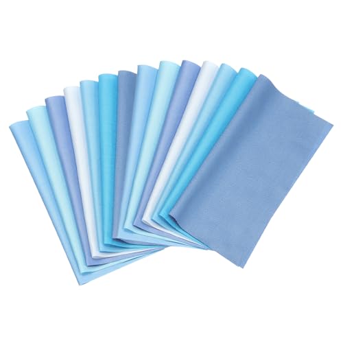 PATIKIL Cotton Fabric Bundles, 14 Pcs 4 x 4 Inch Fat Quarter Solid Color Precut Fabric Squares for Sewing Patchwork Quilting DIY Crafts, Blue - color: Blue, size: 4 x 4 Inch
