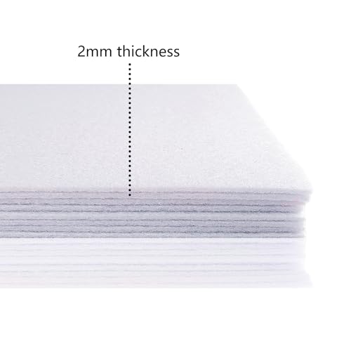 Jtnohx Stiff Felt, 2mm Thick Felt Sheets for Crafts, 8"x12" Hard Felt Fabric Squares 8Pcs for DIY Projects (White) - color: White
