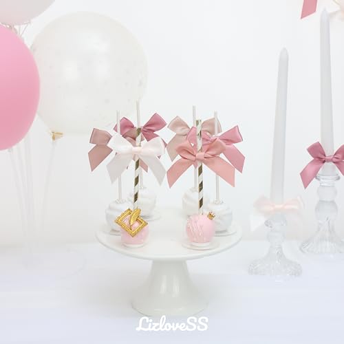 6 Colors Pre-Tied Dusty Rose Satin Ribbon Bows for Crafts 3 Inch - color: Dusty Rose 6 Colors