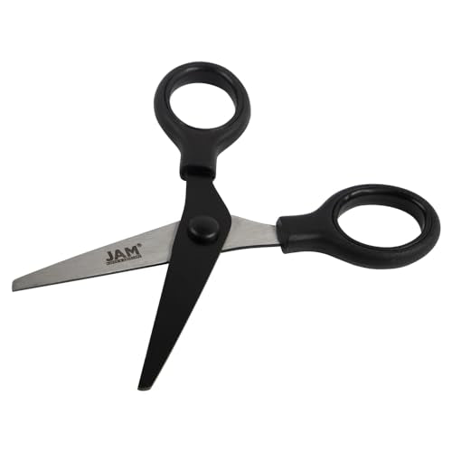 JAM PAPER Multi-Purpose Mini Scissors - 5 Inch - Black - Soft Grip & Stainless Steel Precision Blades - Sold Individually - color: Black, size: Mini (5 Inch)