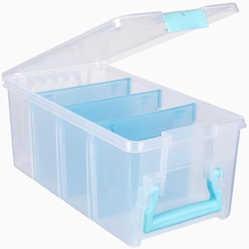 ArtBin Semi Satchel Craft Organizer with 3 Dividers, Aqua Accents - color: Clear, size: Pack of 1