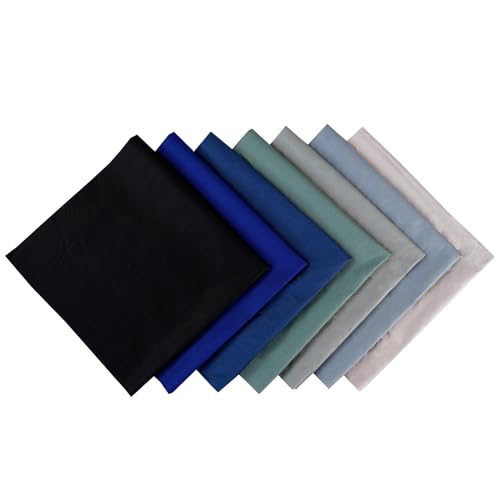 7PCS Solid Color Cotton Fabric Squares 20" x 20" Fat Quarter Fabric Bundles Craft Fabric for Patchwork Sewing Quilting Crafting DIY (Navy Blue) - color: Navy Blue