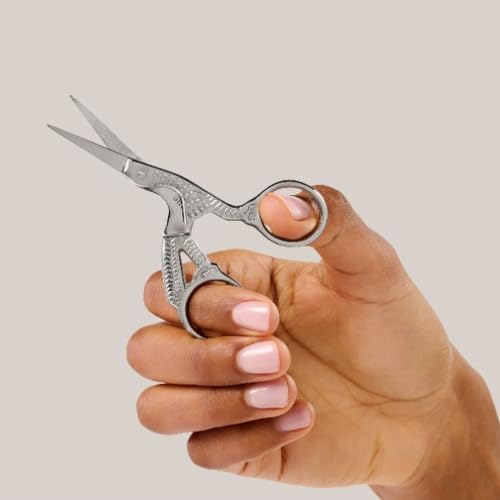 Diane Stainless Steel Stork Eyebrow Scissors, Precision Facial Hair & Brow Trimming Scissors for Women & Men, Sharp Ergonomic Beauty Grooming Scissors for Eyebrows, Mustache & Stray Hair Shears, 3.75"
