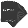 Mat Board Center, Pack of 10 Acid-Free Foam Boards, 16x20 inch Black Foam Boards, 3/16" Thick - color: Black, size: 16x20