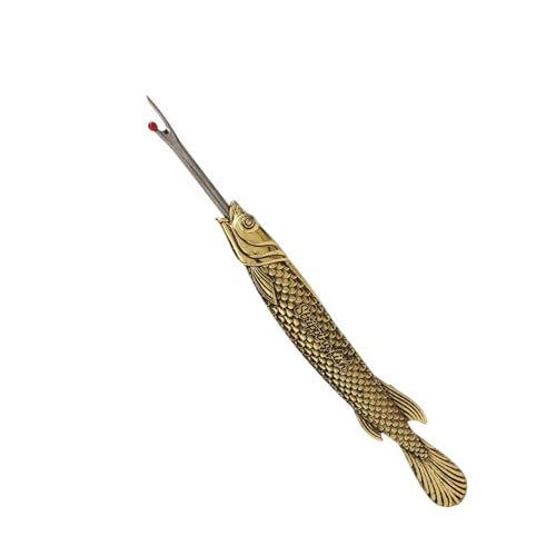 Keenso Multifunctional Sewing Seam Ripper Retro Zinc Alloy and Steel Scissor Tool for Fabric Cutting and Tag Removal, for Needlework Enthusiasts (Gold) - color: Gold