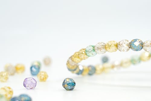 0.9 oz (25g) Mix of 100pcs 6mm Round Faceted Fire Polished Czech Glass Beads, Golden Shades - color: 6mm Gold Mix