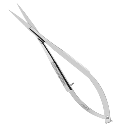 Cross Edge Spring Scissors 5 Inch straight Stainless Steel Precision Eyebrow & Eyelash Shaping & Trimming Scissor, Snips Squeeze, Embroidery, Knitting Micro Tip Craft Scissors (Silver) - color: Cec-ss-05