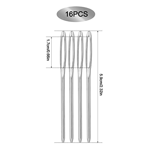 18pcs Large-Eye Blunt Needles, 2" 2.36" 2.75" Yarn Knitting Needles Tapestry Sewing Needles Wool Hand Metal Sewing Knitting Needles for Crochet Projects (Silver)