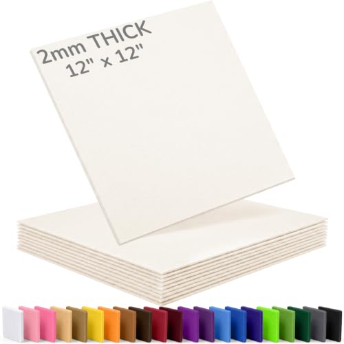 2mm Stiff Felt Sheets 12" X 12" (10 Pack, Ivory) - color: Ivory