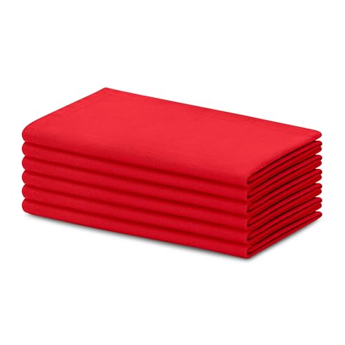 Blue Needles Solid Cloth Napkins 100% Cotton Set of 6-18 x 18 Inches - color: Red, size: 18" x 18" (Set of 6)