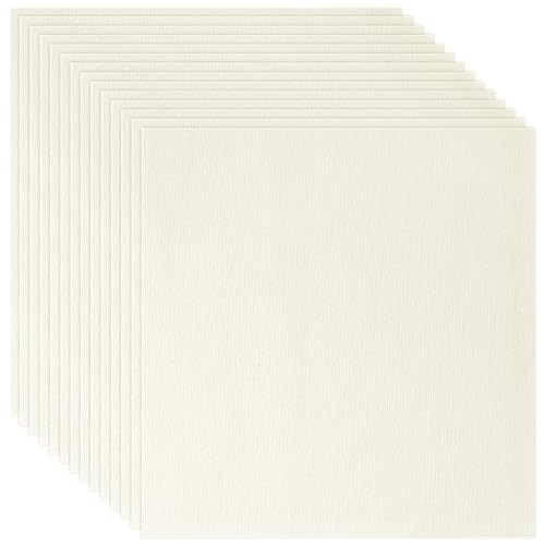 12 PCS Embroidery Fabric Squares Cotton Cloth Beige 6 x 6 Inch - color: Beige, size: 6 x 6 Inch