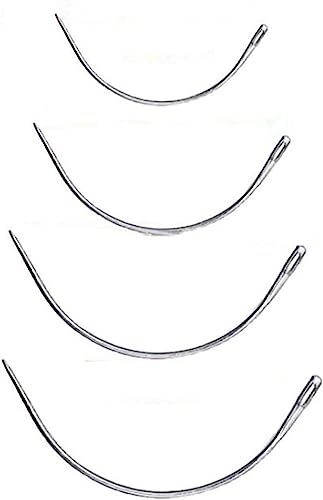 4 Pcs Silver Curved Leather Sewing Needles, Heavy Duty, Set for Weaving, Crafts & Repairing