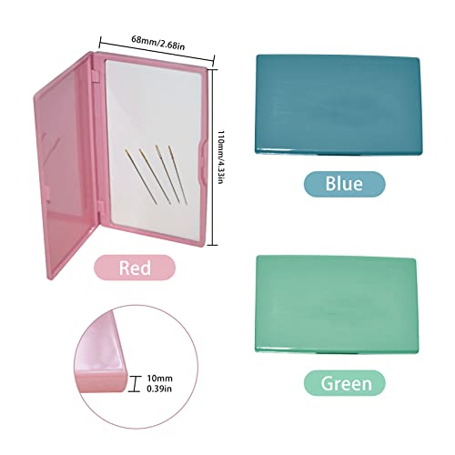 3 Pack Magnetic Needle Storage Case, Portable Magnetic Cross Stitch Sewing Keeper, Knitting Pin Needle Storage Holder Organizer Pin Organizer Container Tool Embroidery for Sewing (Green Blue Pink)
